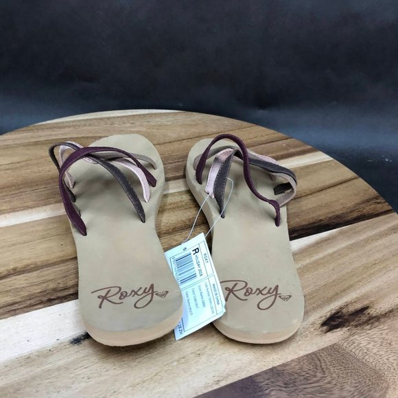 Roxy Abby Pink Purple Strappy Faux Leather Slides Slip On Sandals Womens Size 6 - Picture 4 of 8